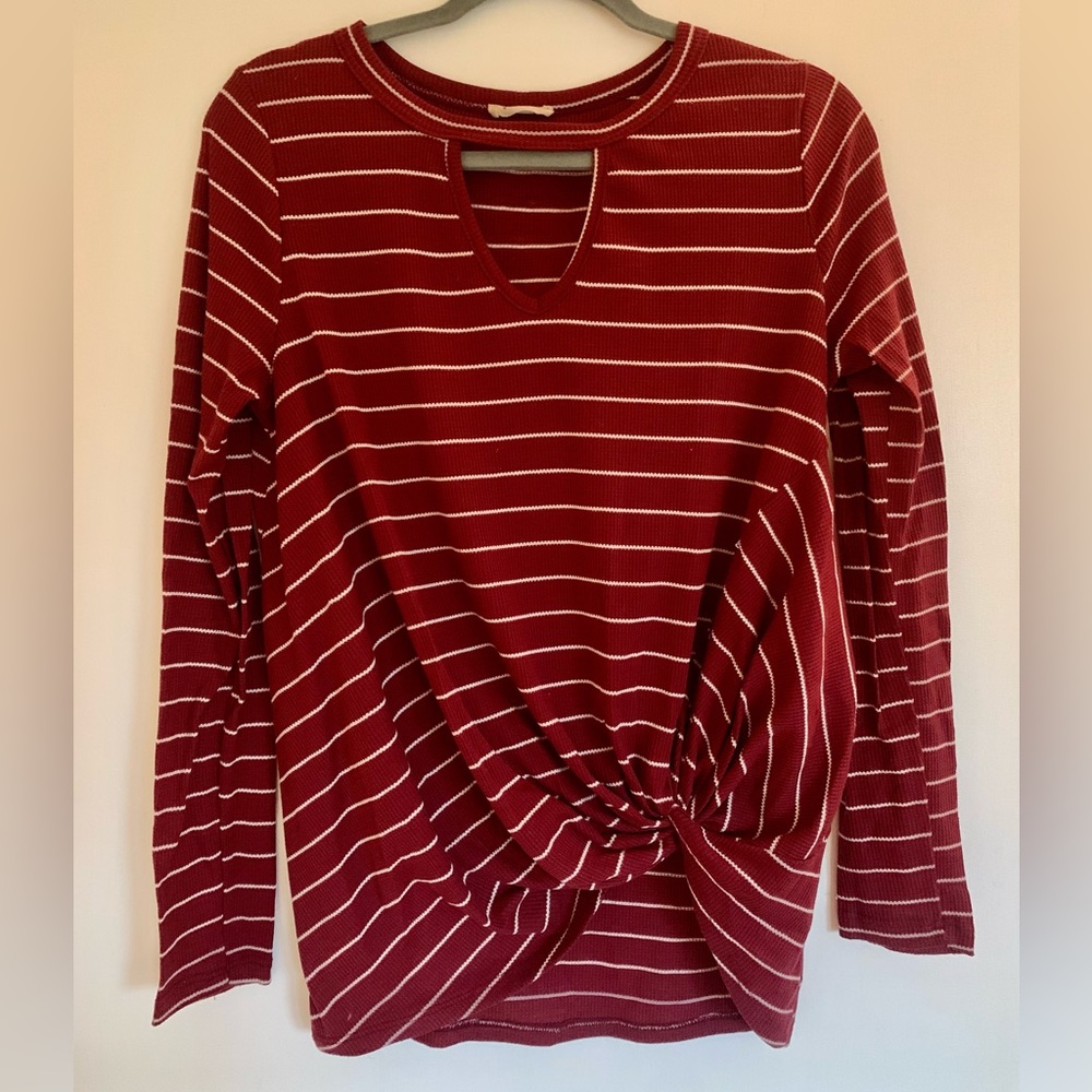 Maroon Top with White Stripes
